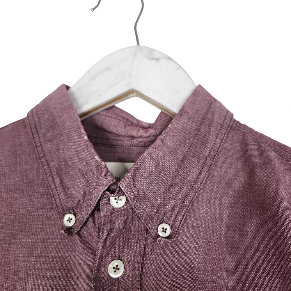 BILLY REID Shirt Mens Medium Red Standard Short Sleeve Button Down Cotton Casual